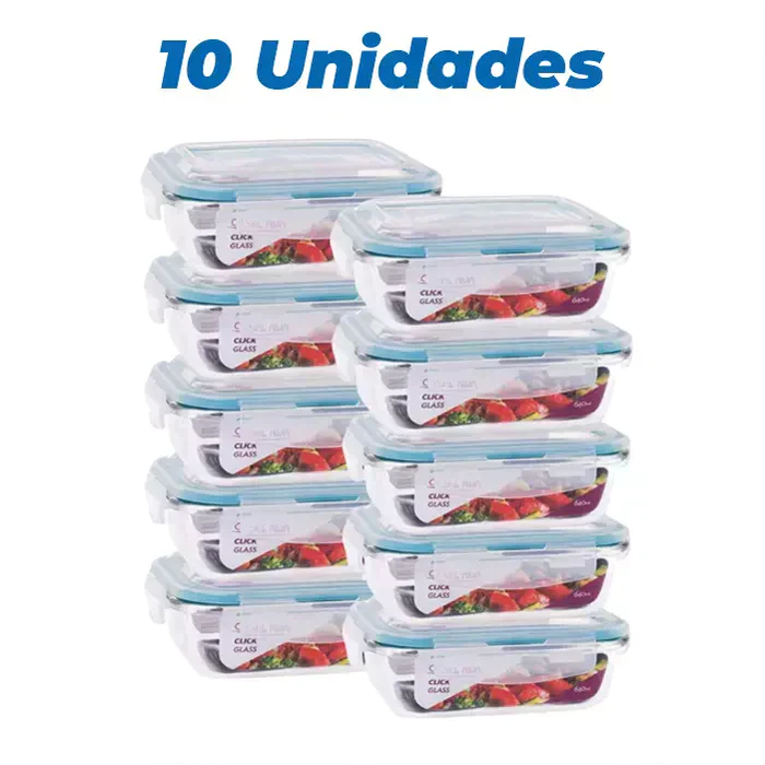 FreshBox™ Kit 10 Recipientes de Vidrio Herméticos 640ml