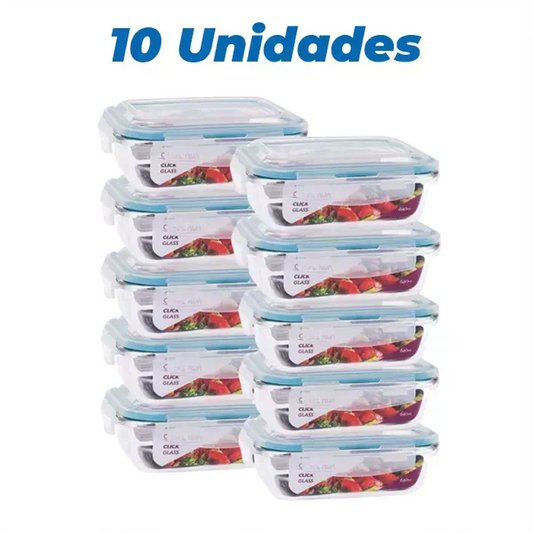 FreshBox™ Kit 10 Recipientes de Vidrio Herméticos 640ml