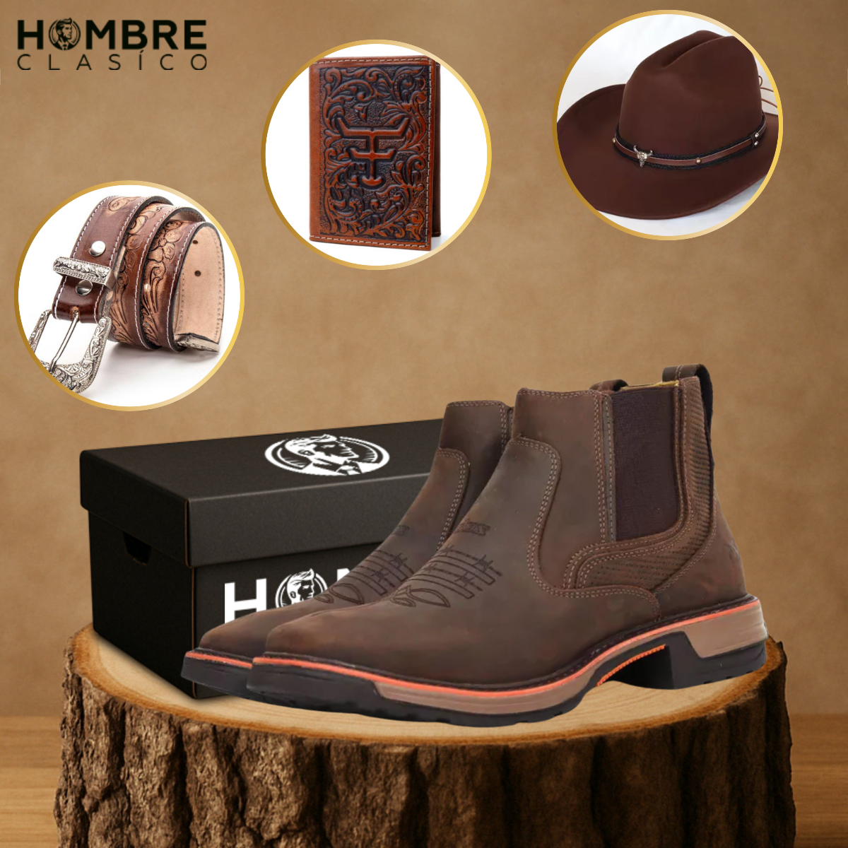 Kit Bota El Patrón en Cuero + Regalos