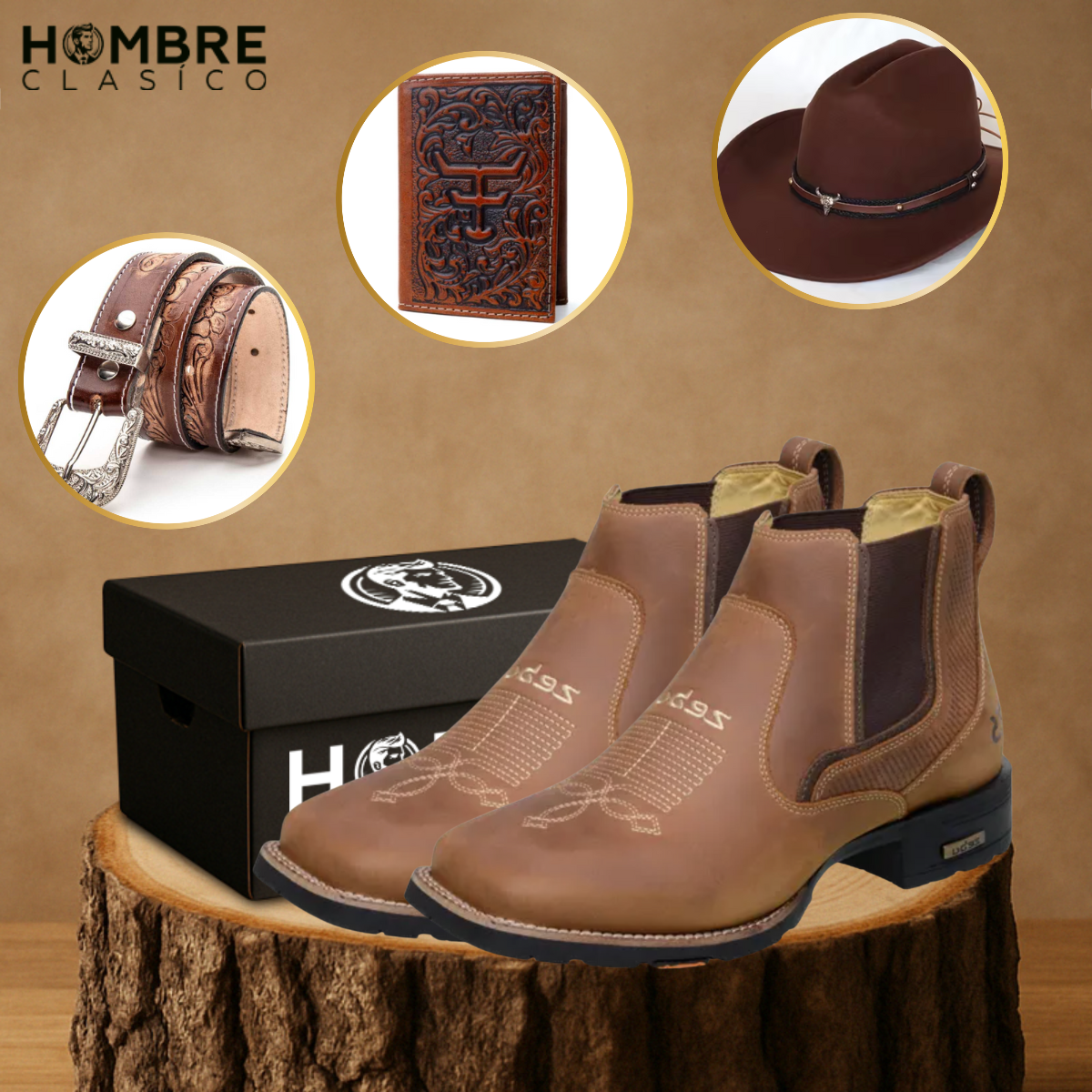 Kit Bota El Patrón en Cuero + Regalos