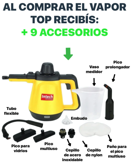 Limpiador a Vapor + 9 accesorios de regalo